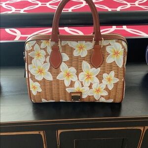 Dooney & Bourke Brown and White Satchel with Floral Design